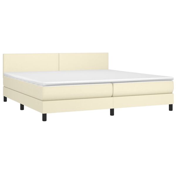 vidaXL Cama box spring con colch&oacute;n cuero sint&eacute;tico crema 200x200 cm