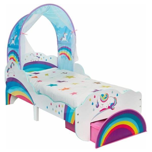 Worlds Apart Cama de niño con cajón unicornios 142x77x138 cm
