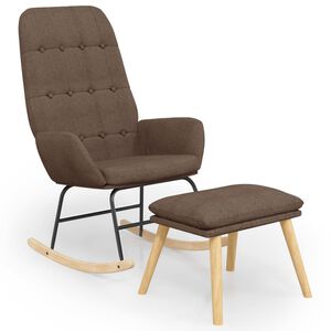 vidaXL Sill&oacute;n mecedora con taburete tela gris taupe