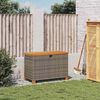 vidaXL Caja de almacenaje jardín madera acacia ratán gris 80x40x48 cm