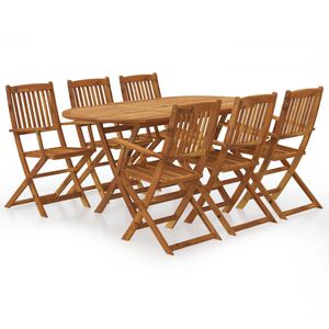 vidaXL Set comedor de jard&iacute;n plegable 7 pzas madera maciza de acacia