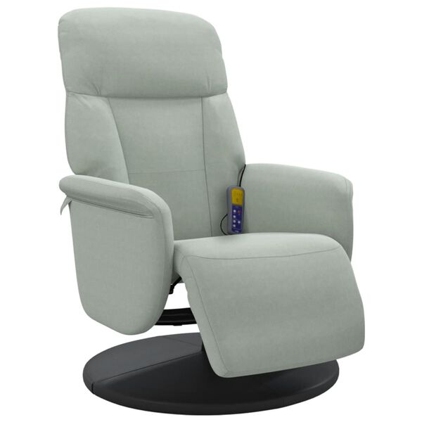 vidaXL Sill&oacute;n reclinable masaje con reposapi&eacute;s terciopelo gris claro