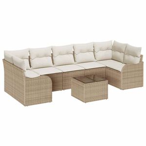 vidaXL Conjunto de sof&aacute; de jard&iacute;n con coj&iacute;n 8 pcs Beige y Crema