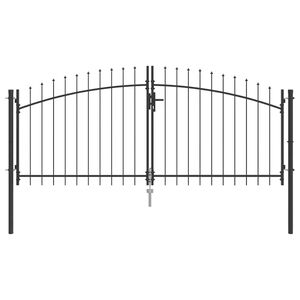 vidaXL Puerta Doble WOERDEN 299,5 x 149,5 cm Acero Gris Con cerradura