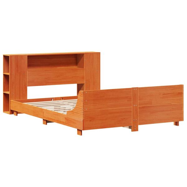 vidaXL Cama sin colch&oacute;n madera maciza de pino marr&oacute;n cera 160x200 cm