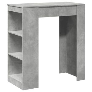 vidaXL Mesa alta bar con estantes madera gris hormig&oacute;n 95x47x103,5 cm