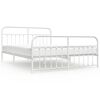 vidaXL Estructura cama sin colch&oacute;n con estribo metal blanco 160x200 cm