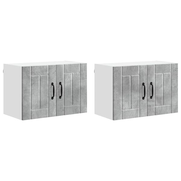 vidaXL Gabinetes de pared de cocina con puerta 2 pcs Gris Concreto