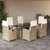 vidaXL Set comedor de jard&iacute;n 7 pzas con cojines rat&aacute;n sint&eacute;tico beige