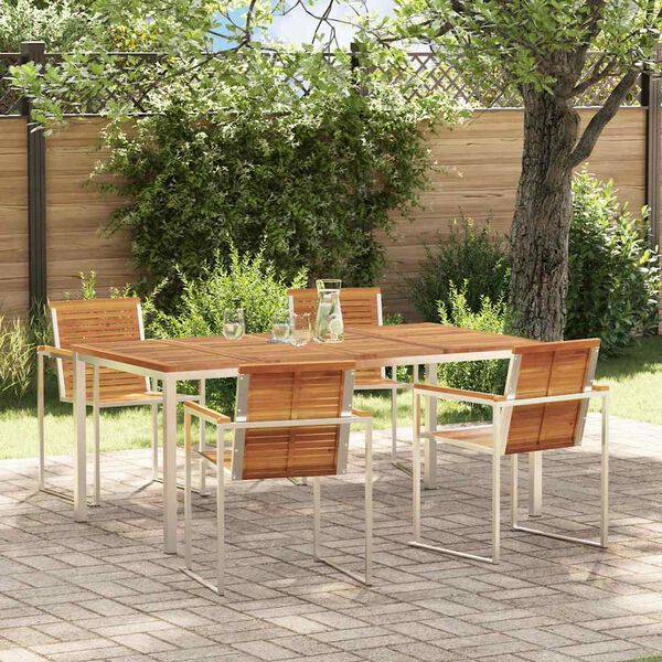 vidaXL Conjunto de Comedor de Jardín 5 pcs Madera Sólida de Acacia
