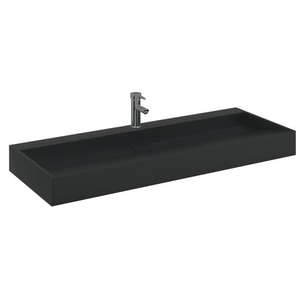 vidaXL Lavabo de fundición de mineral/mármol negro mate 120x46x11 cm
