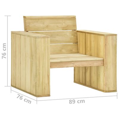 vidaXL Set muebles de jardín y cojines 3 pzas madera pino impregnada