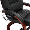 vidaXL Sillón de masaje con reposapiés cuero sintético negro