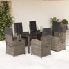 vidaXL Set comedor jard&iacute;n 7 pzas y cojines rat&aacute;n sint&eacute;tico gris
