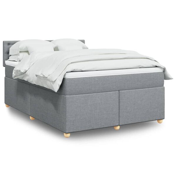 vidaXL Cama box spring con colch&oacute;n tela gris claro 160x200 cm