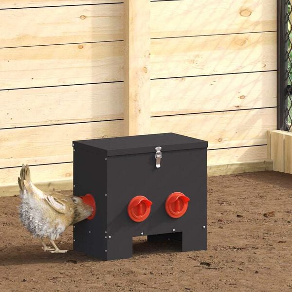 vidaXL Comedero para pollos 2 pcs Negro 40,5 x 25 x 38 cm