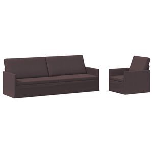 vidaXL Juego de Sof&aacute; 2 pcs Marr&oacute;n Oscuro Tela