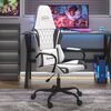 vidaXL Silla gaming cuero sint&eacute;tico blanco y negro