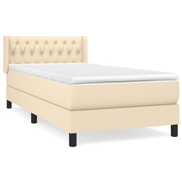 vidaXL Cama box spring con colch&oacute;n tela color crema 90x190 cm
