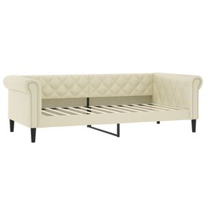 vidaXL Sof&aacute; cama sin colch&oacute;n cuero sint&eacute;tico crema 80x200 cm