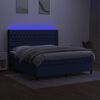 vidaXL Cama box spring colch&oacute;n y luces LED tela azul 160x200 cm