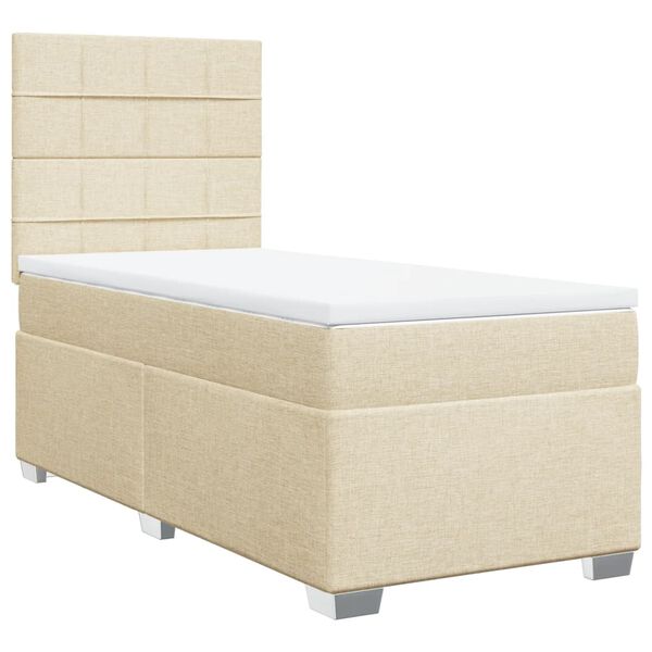 vidaXL Cama box spring con colch&oacute;n tela color crema 90x200 cm