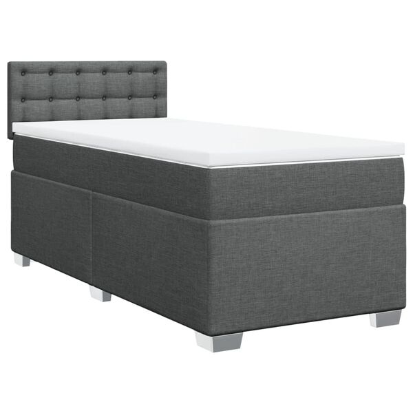 vidaXL Cama box spring con colchón tela gris oscuro 90x200 cm