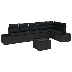 vidaXL Conjunto de sofá de jardín 7 pcs Negro ratán sintético