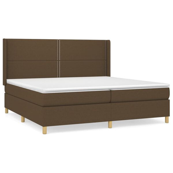 vidaXL Cama box spring con colch&oacute;n tela marr&oacute;n oscuro 200x200 cm