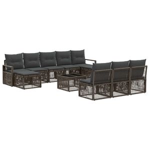 vidaXL Conjunto de sof&aacute;s de jard&iacute;n 11 uds. Gris rat&aacute;n sint&eacute;tico