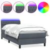 vidaXL Cama box spring con colch&oacute;n y LED terciopelo gris oscuro 100x210 cm
