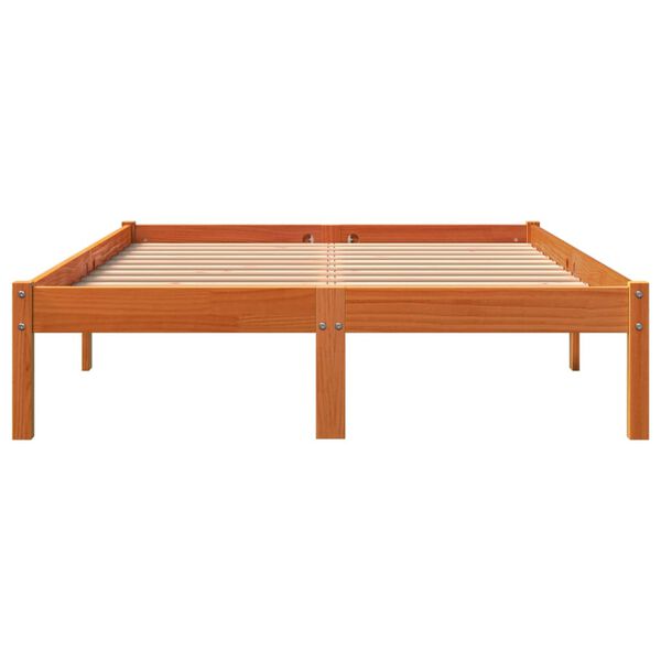 vidaXL Cama sin colchón madera maciza de pino marrón cera 140x190 cm