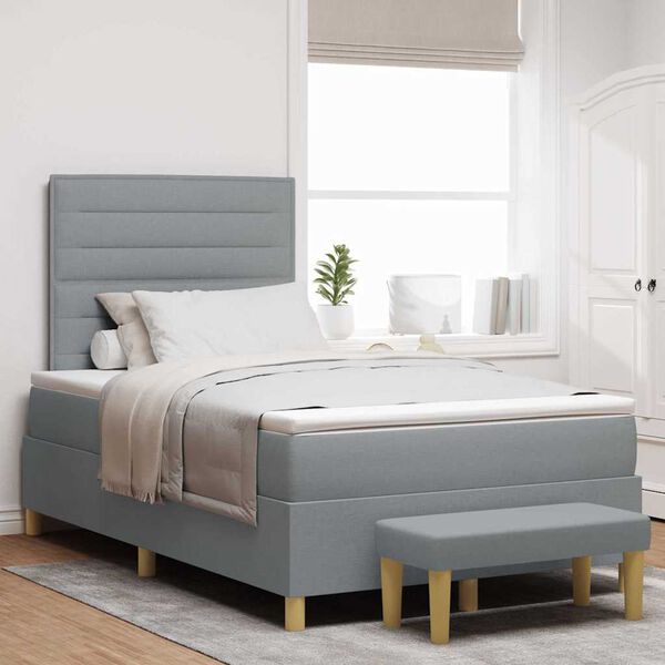 vidaXL Cama tipo Box Spring con colch&oacute;n Gris claro 120 x 190 cm tela