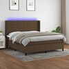vidaXL Cama box spring colch&oacute;n luces LED tela marr&oacute;n oscuro 180x200cm