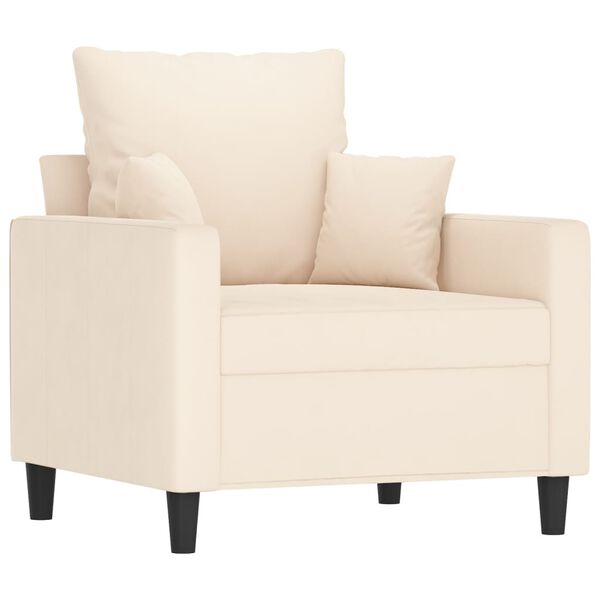 vidaXL Sill&oacute;n con taburete terciopelo crema 60 cm