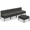 vidaXL Set de muebles de jard&iacute;n 5 pzas y cojines rat&aacute;n sint&eacute;tico negro