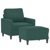 vidaXL Sillón con taburete terciopelo verde oscuro 60 cm