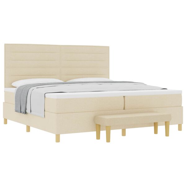 vidaXL Cama tipo Box Spring con colch&oacute;n Crema 200 x 200 cm tela