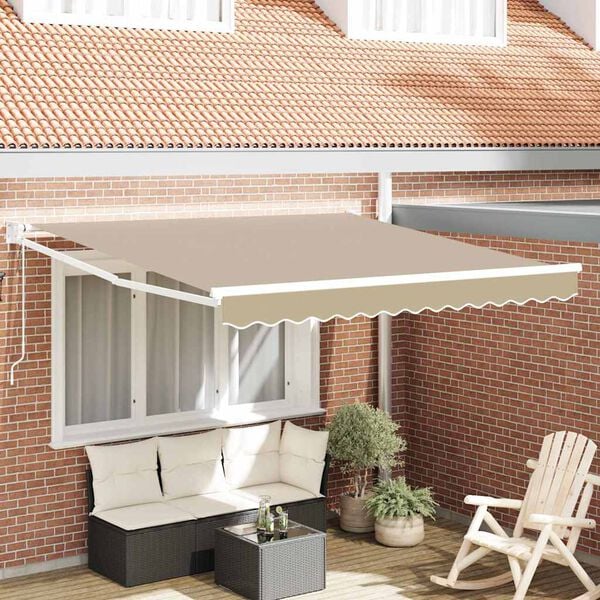 vidaXL Toldo Retr&aacute;ctil Beige 350 x 250 cm Poli&eacute;ster y Aluminio