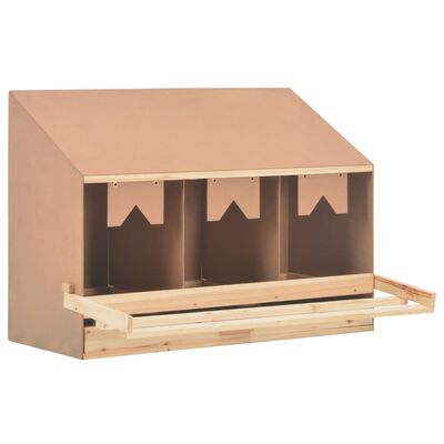 vidaXL Ponedero para gallinas 3 compartimentos madera pino 93x40x65 cm