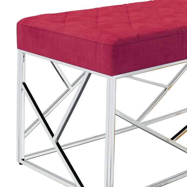 vidaXL Banco de acero inoxidable y terciopelo rojo vino tinto 97 cm