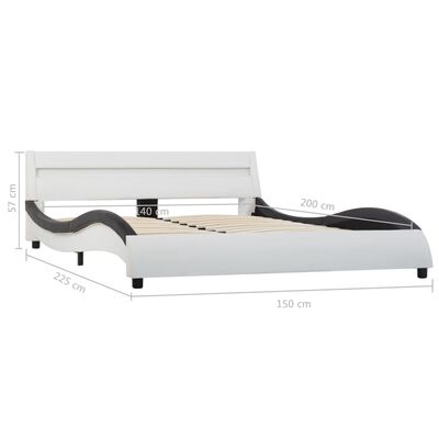 vidaXL Estructura cama con LED cuero sintético blanco negro 140x200 cm