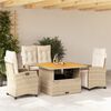 vidaXL Set comedor de jard&iacute;n 5 pzas con cojines rat&aacute;n sint&eacute;tico beige