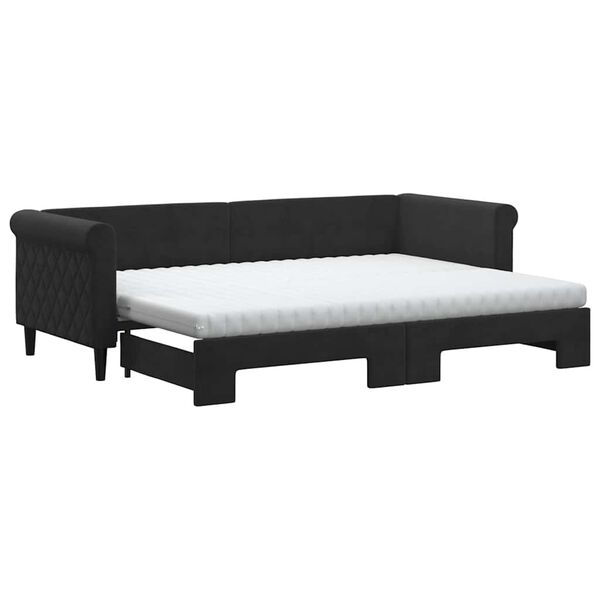 vidaXL Sof&aacute; cama nido con colch&oacute;n terciopelo negro 80x200 cm