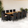 vidaXL Set de comedor jard&iacute;n 11 pzas con cojines rat&aacute;n sint&eacute;tico negro