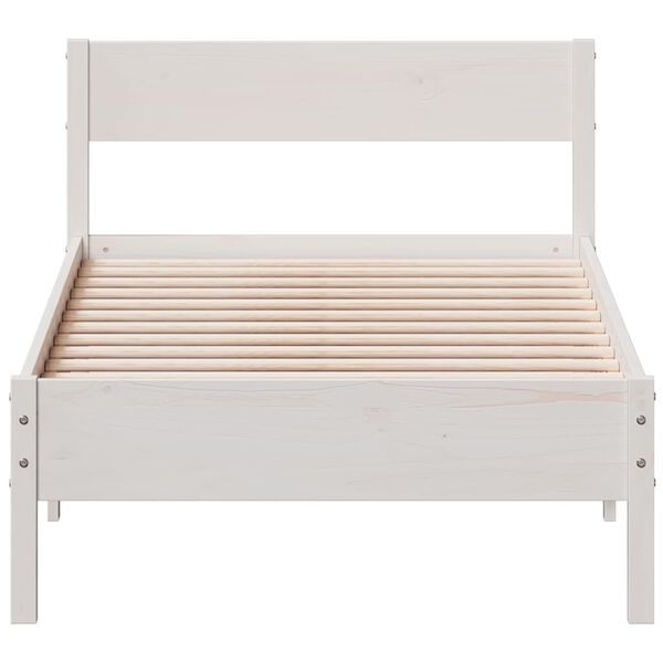 vidaXL Estructura de cama sin colch&oacute;n madera maciza blanca 90x190 cm