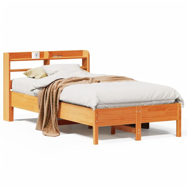 vidaXL Estructura de cama sin colch&oacute;n madera maciza marr&oacute;n 120x190 cm