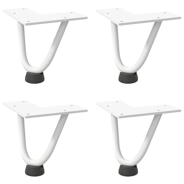 vidaXL Patas de horquilla para mesa de centro (4 unidades), color blanco, 10 cm, acero macizo