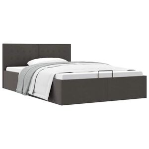 vidaXL Cama canap&eacute; hidr&aacute;ulica de almacenaje sin colch&oacute;n gris 140x200cm