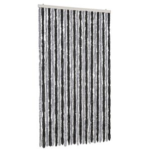 vidaXL Cortina antimoscas chenilla gris y negro 100x220 cm